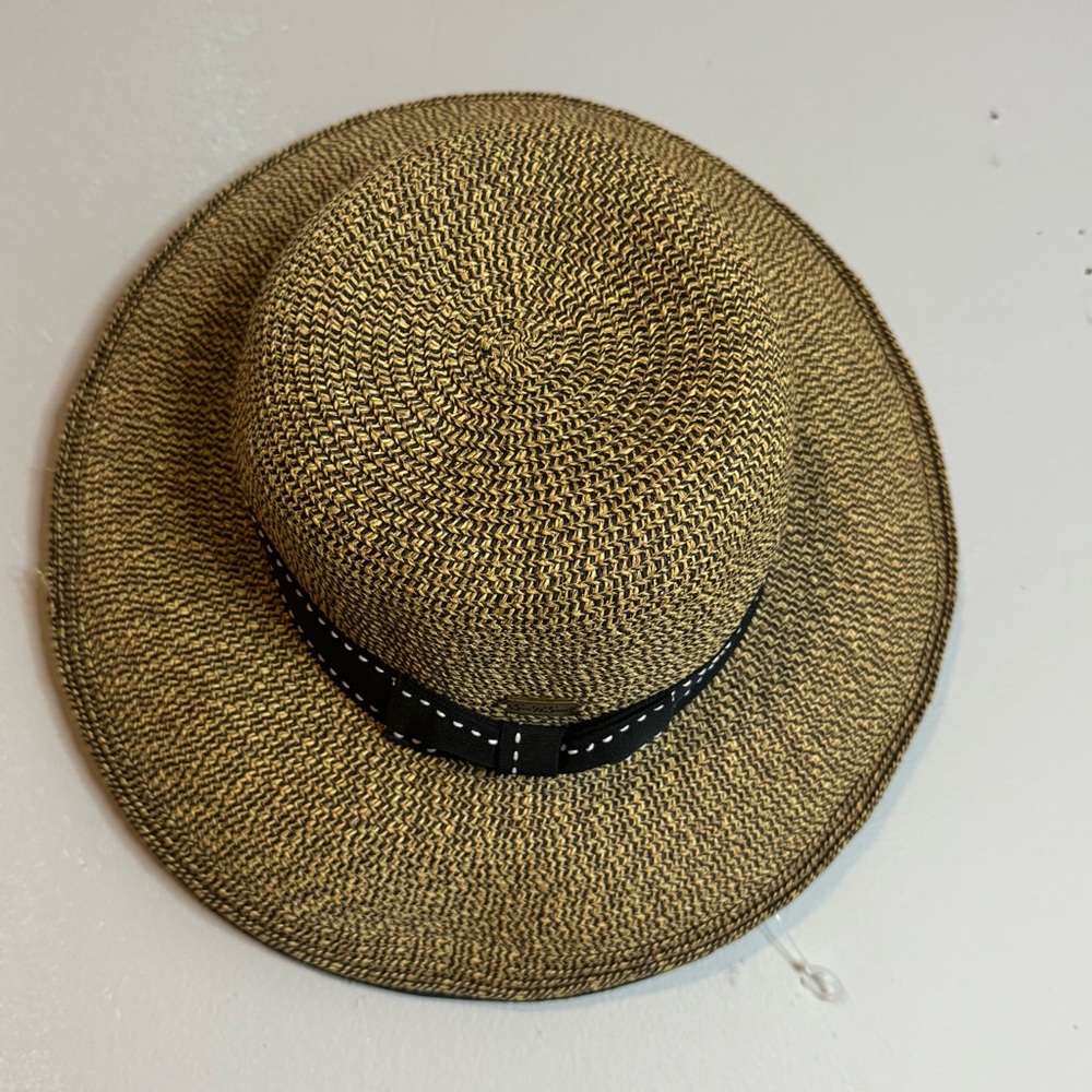 Women’s Tan Straw Hat with Black Accents